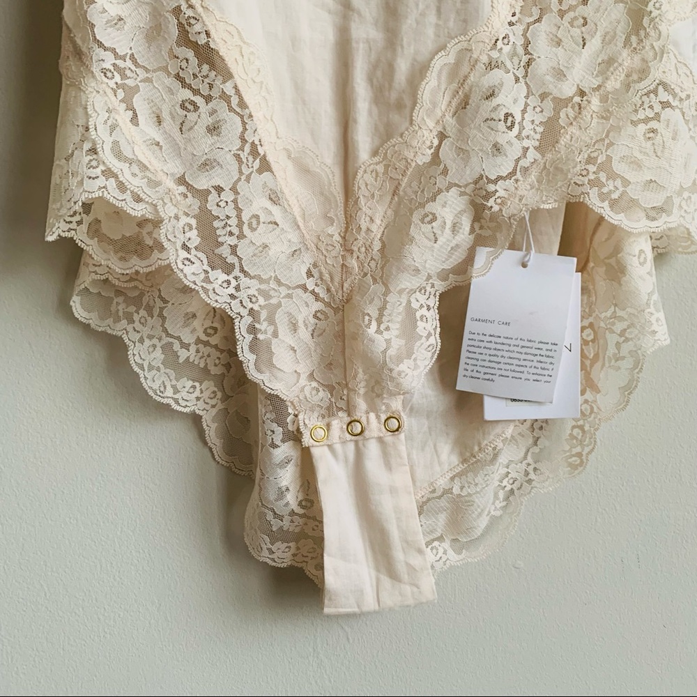 Zimmermann Botanica Teddy Lace Trim Cotton Bodysuit Milk Cream - Picture 12 of 16